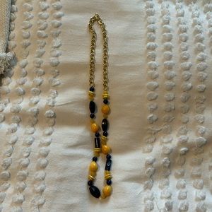 Women’s Yellow and Navy Beaded Necklace